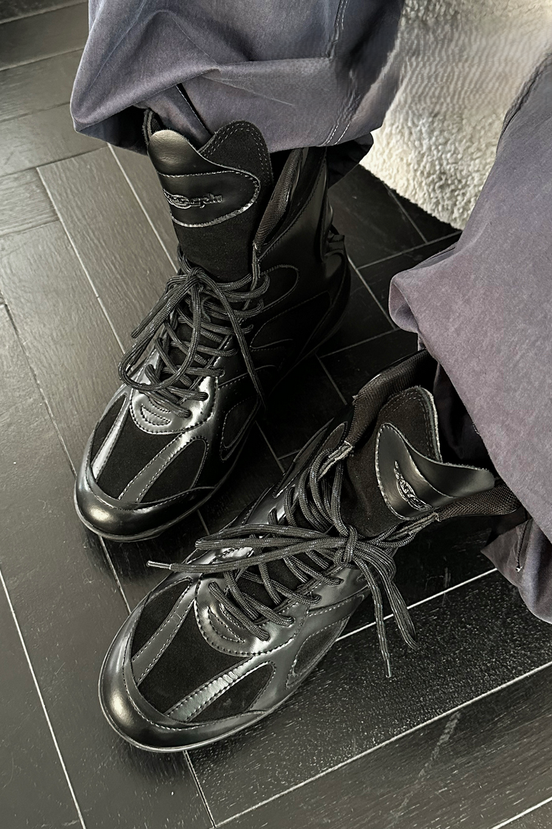 Paneled High Top Boxing Boots