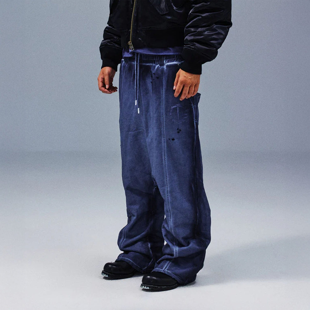 TECNINEGROUP Middle-Panel Washed Drop-Crotch Sweatpants