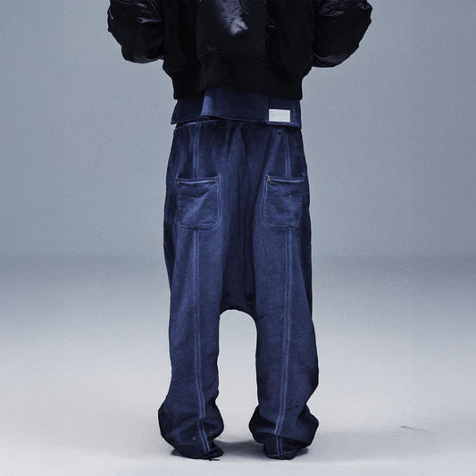 TECNINEGROUP Middle-Panel Washed Drop-Crotch Sweatpants