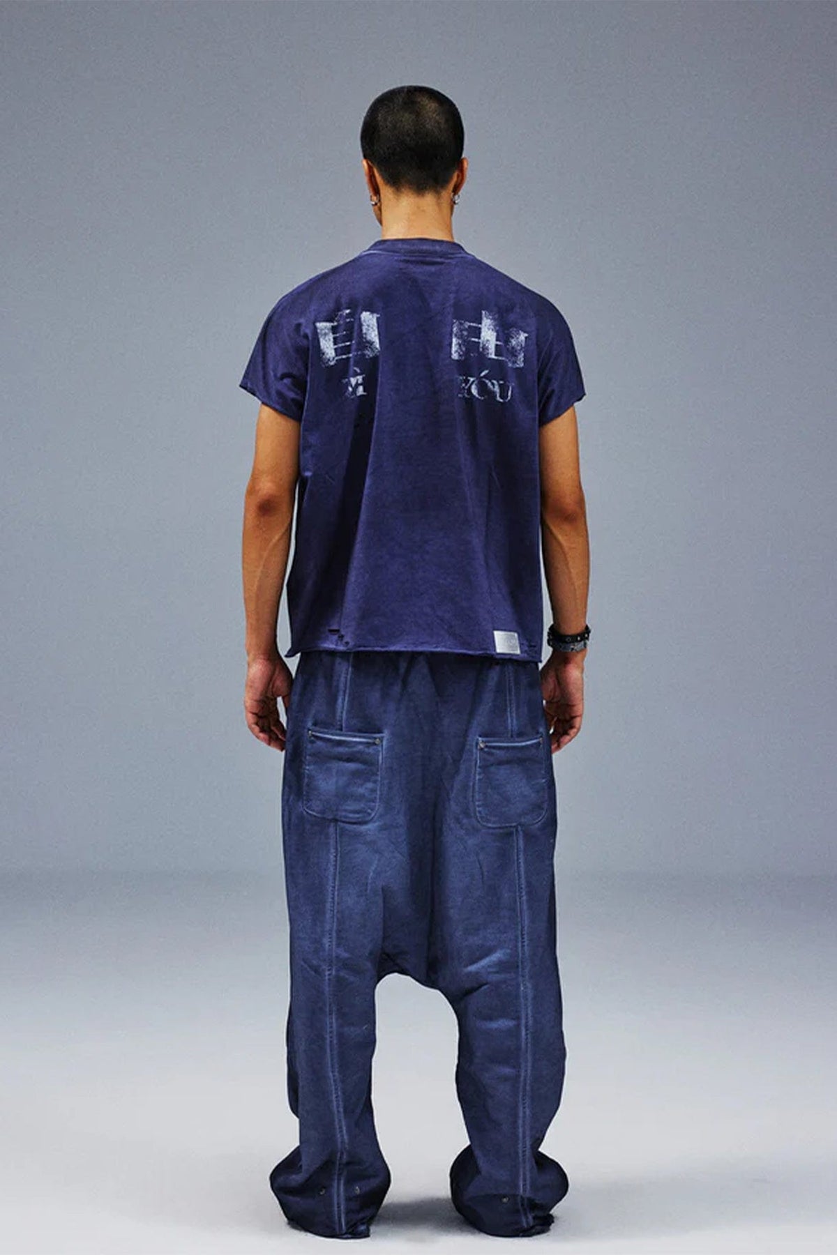 TECNINEGROUP Middle-Panel Washed Drop-Crotch Sweatpants