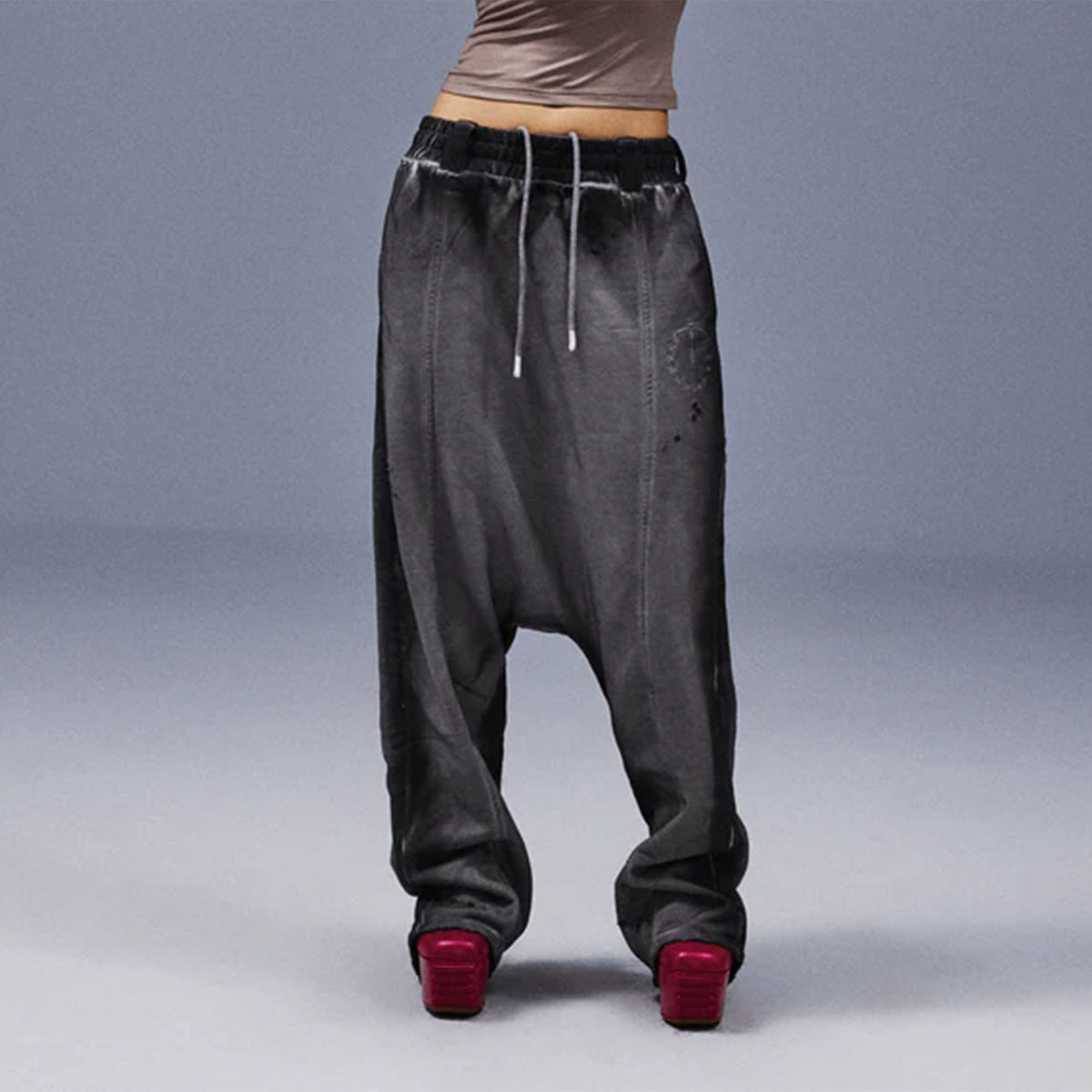 TECNINEGROUP Middle-Panel Washed Drop-Crotch Sweatpants