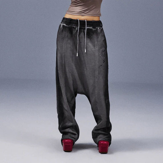 TECNINEGROUP Middle-Panel Washed Drop-Crotch Sweatpants