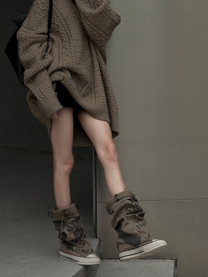 Desert Chunky Platform Lace-Up Tall Boots