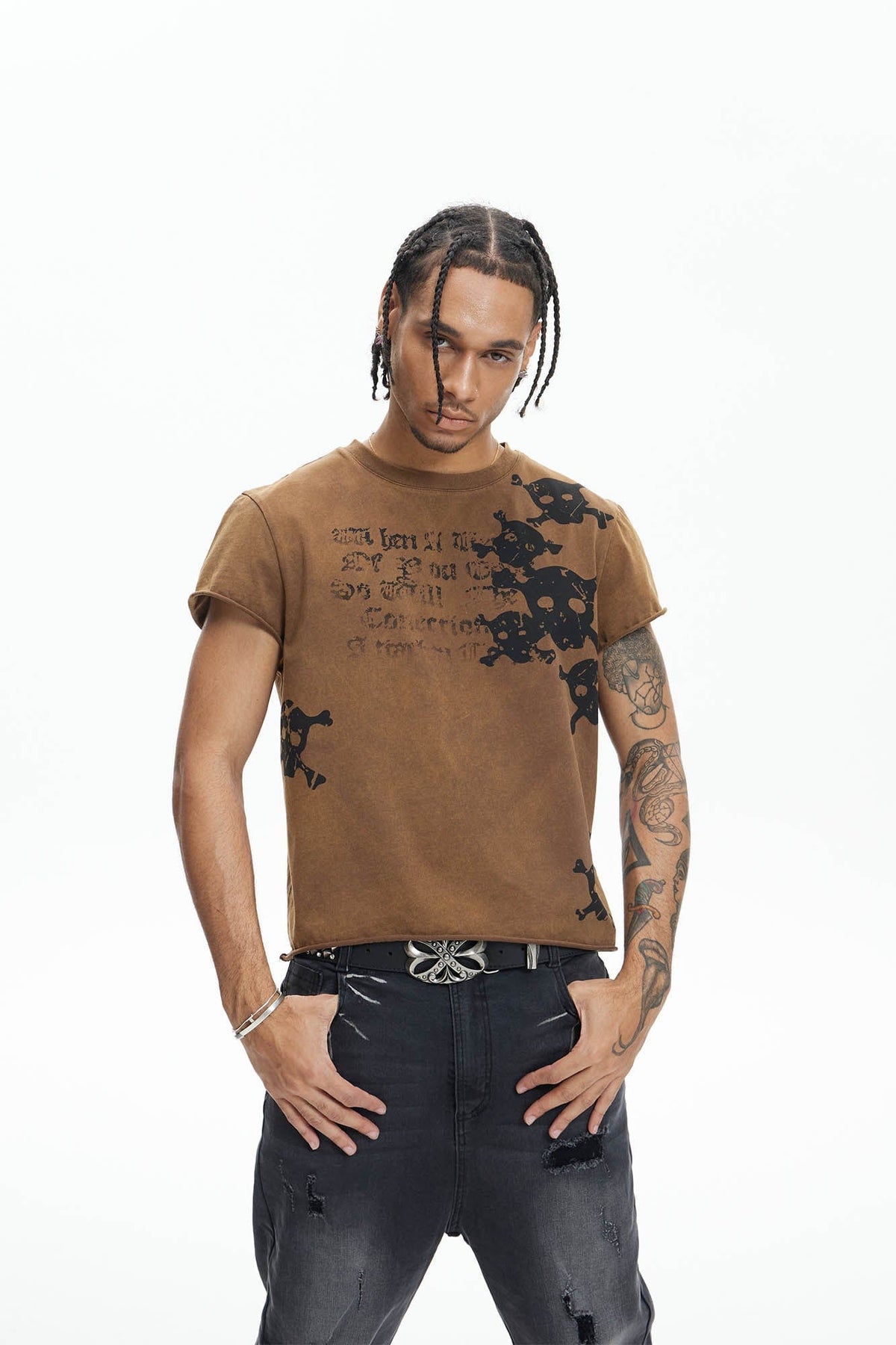 DND4DES Distressed Skull Graphic T-Shirt