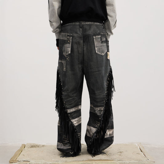 DND4DES Fringe Full-Print Baggy Jeans