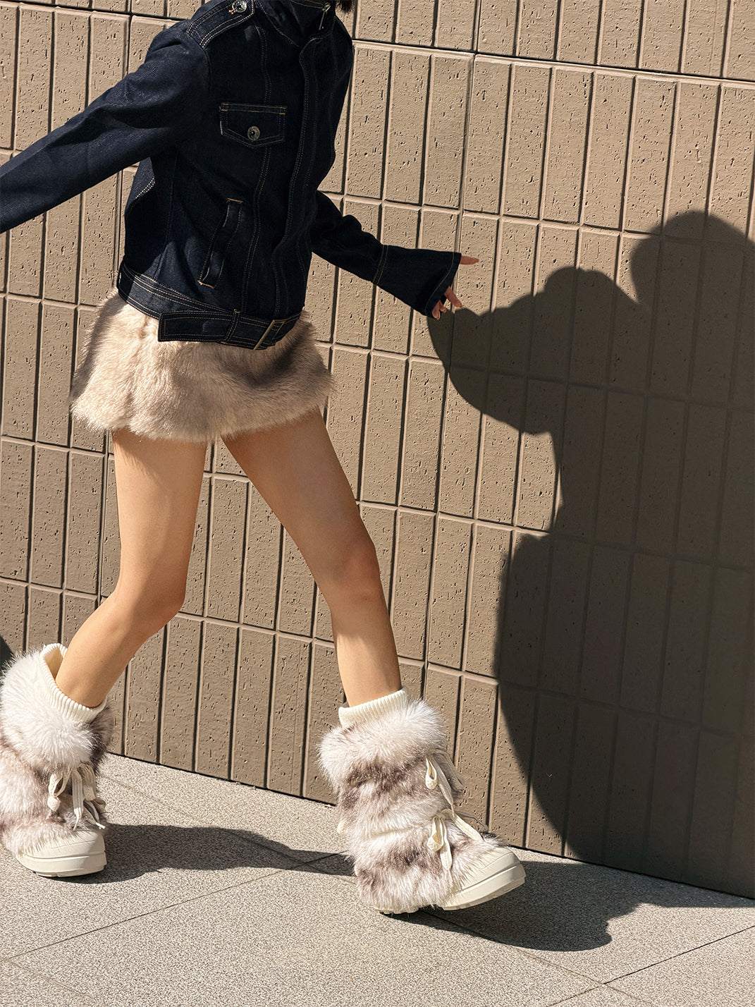Black Fur-Lined Mid-Top Platform Ankle Boots