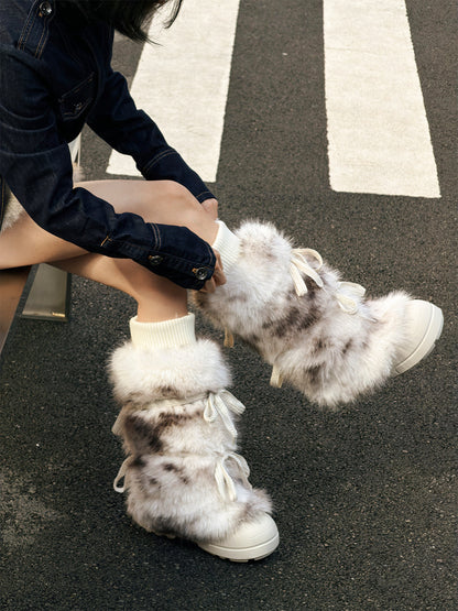 Black Plush-Lined Tall Platform Boots