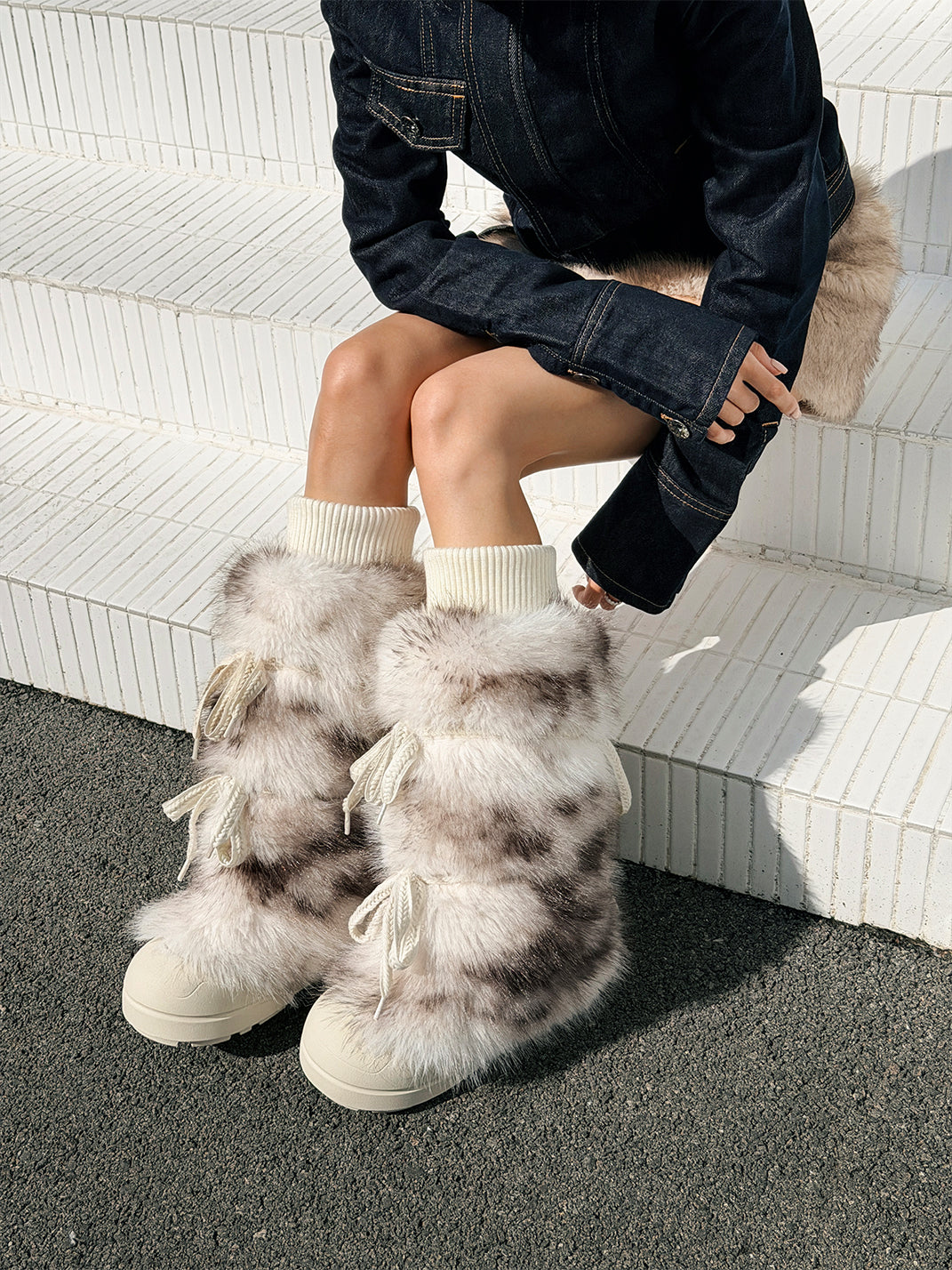 Black Plush-Lined Tall Platform Boots