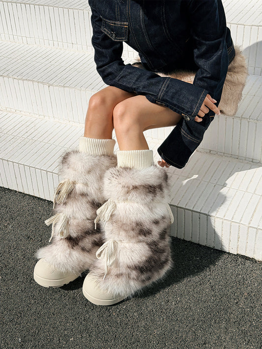 Black Plush-Lined Tall Platform Boots