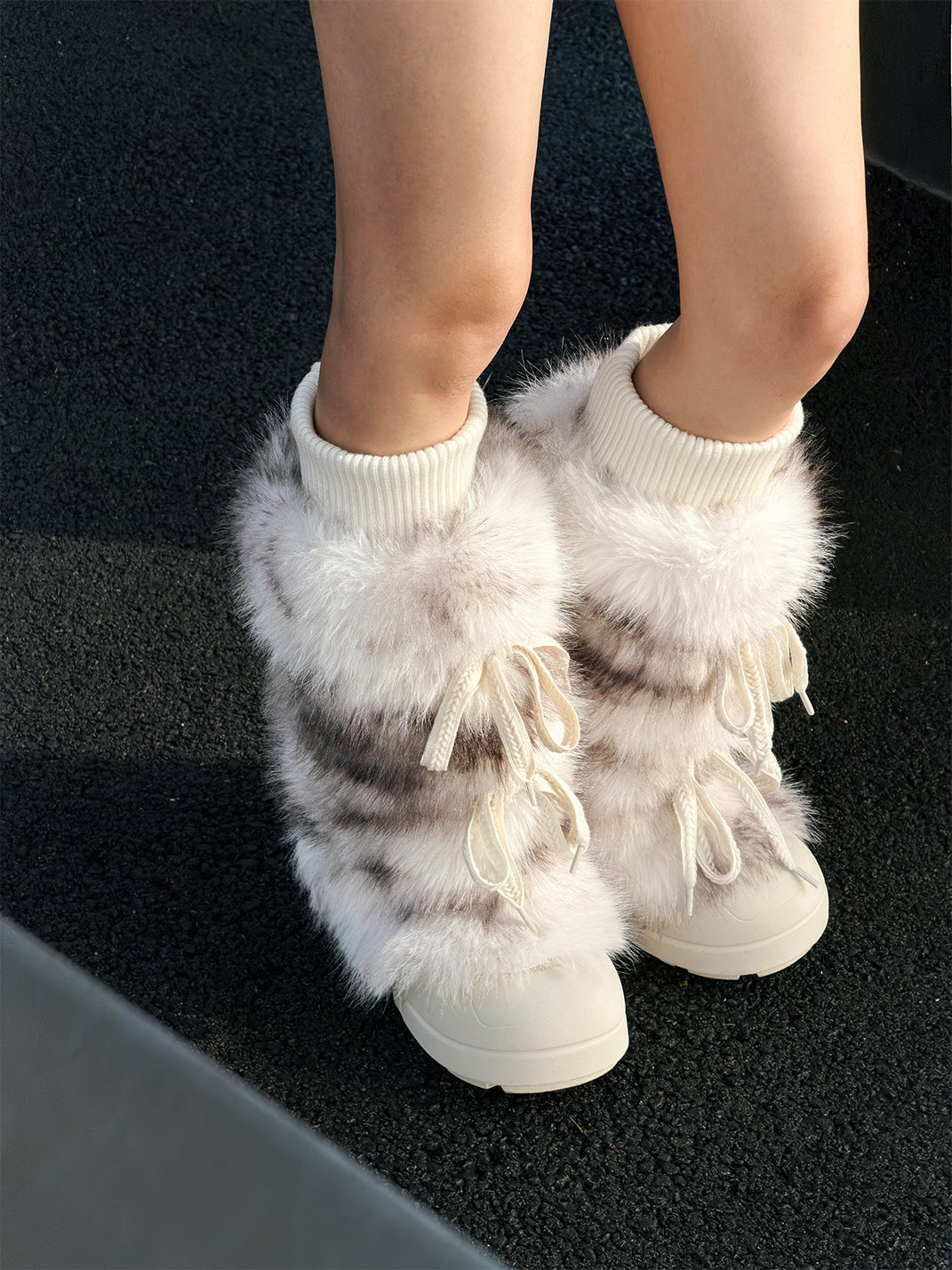 Black Plush-Lined Tall Platform Boots