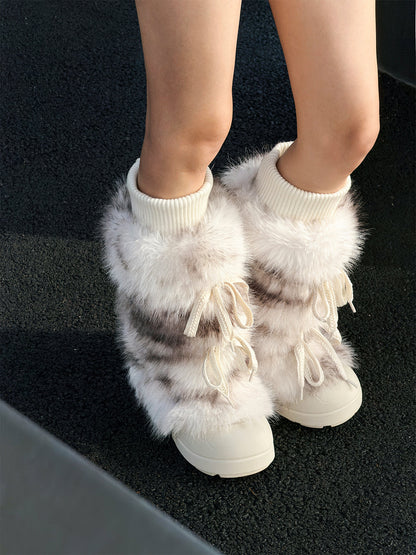 Black Plush-Lined Tall Platform Boots