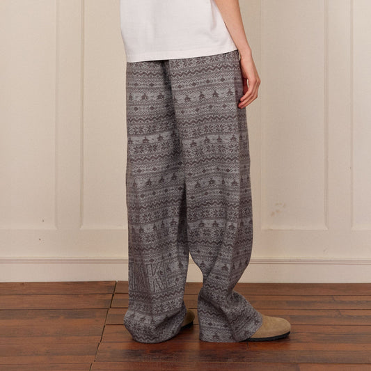 DONSMOKE Fair Isle Knit Wide-Leg Pants