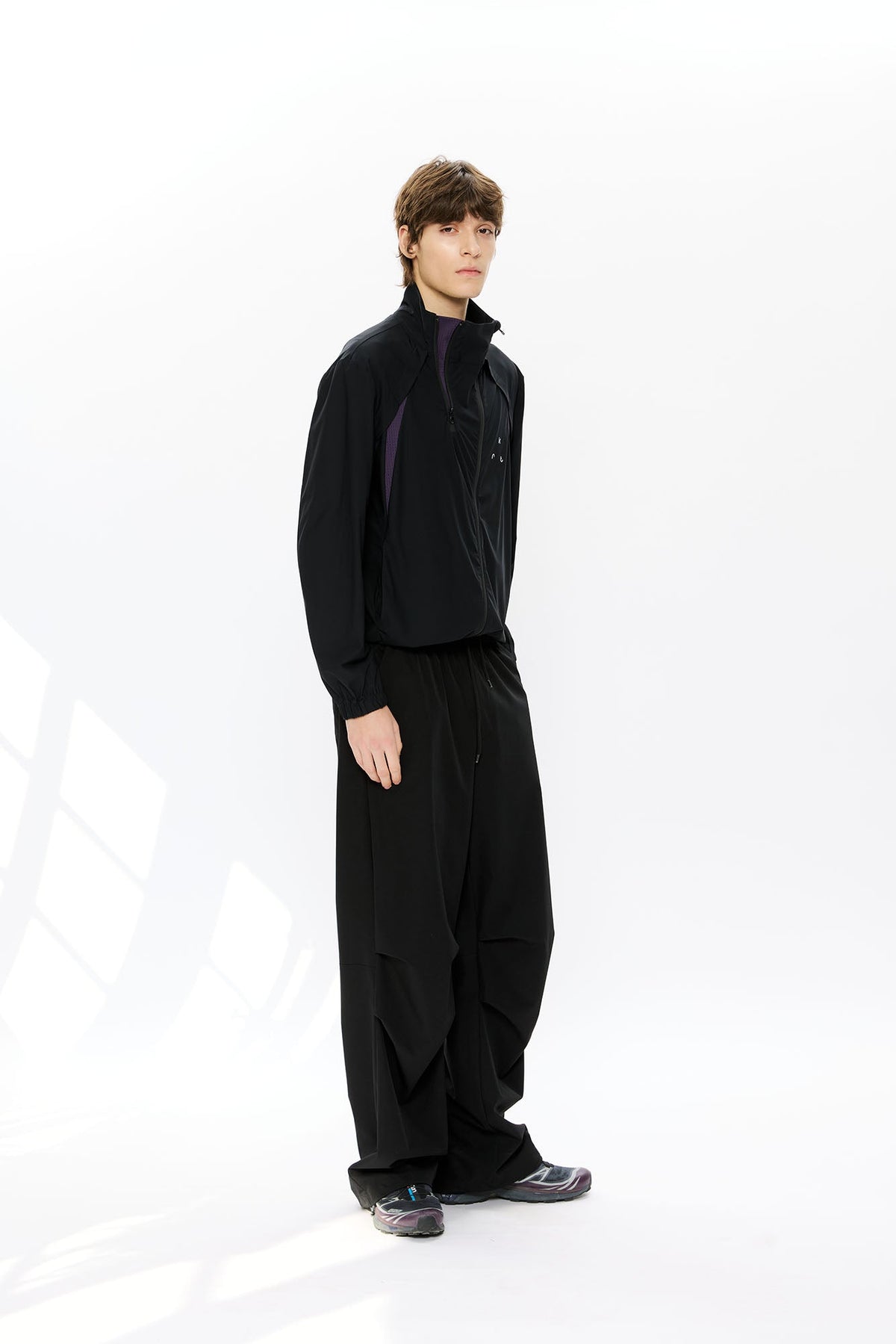 KREATE Asymmetrical Double-Zip High-Neck Hooded Jacket