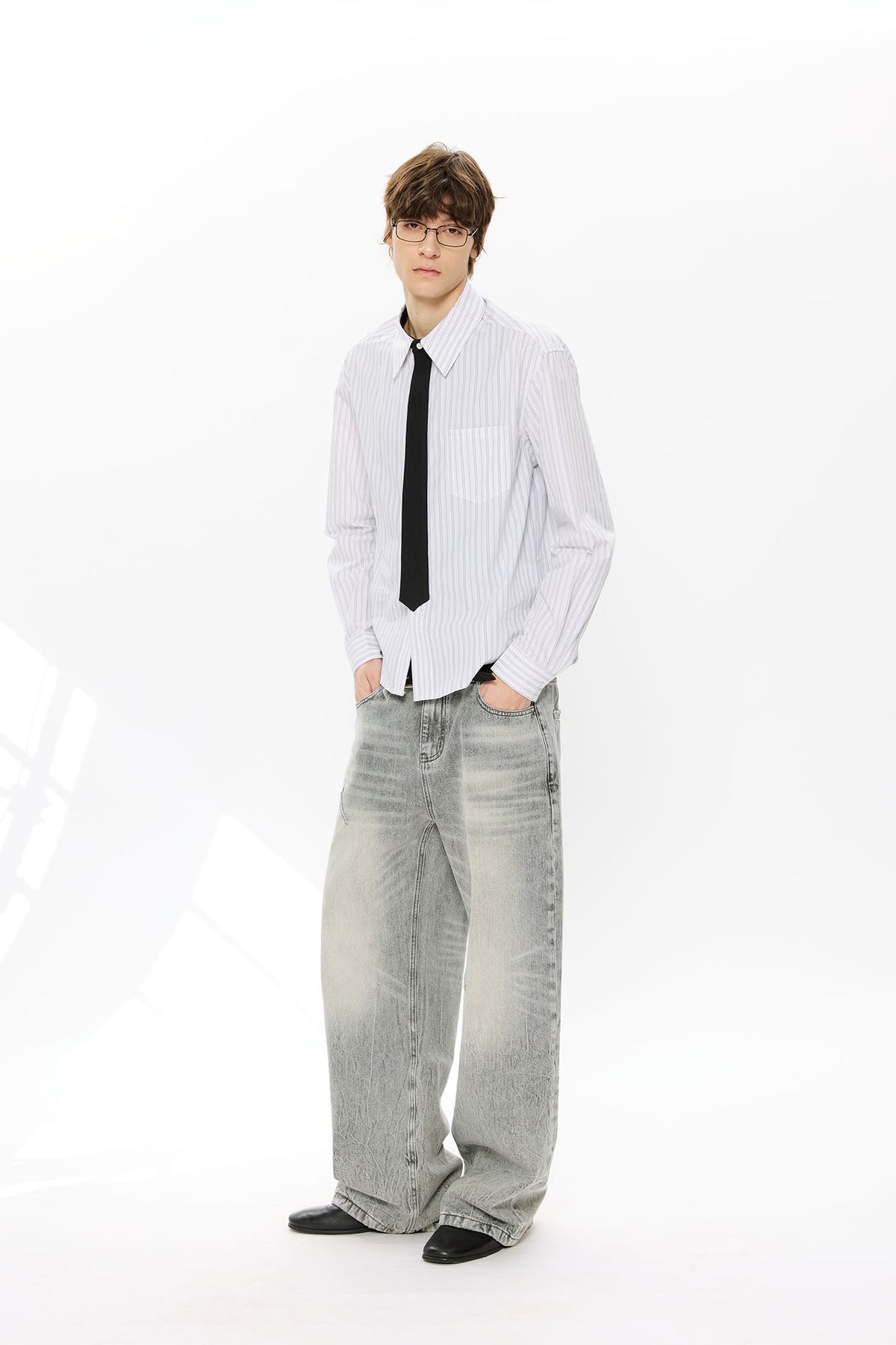 KREATE Whisker Washed Straight-Leg Jeans