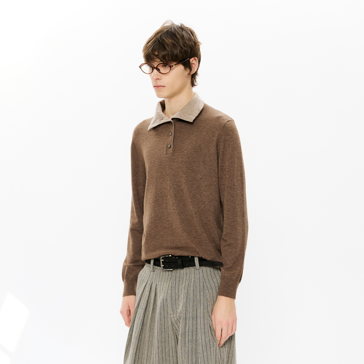 KREATE Double-Collar Wool-Blend Knit Polo