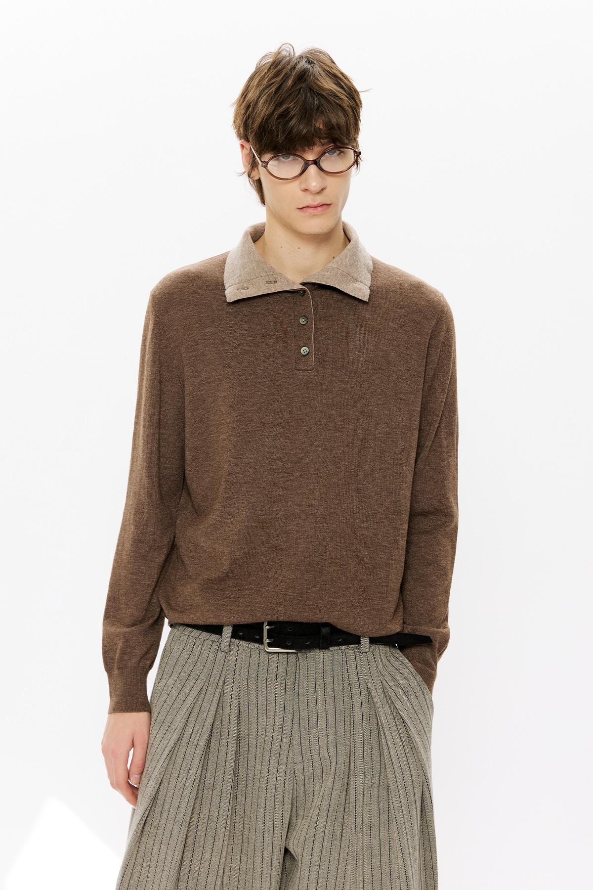 KREATE Double-Collar Wool-Blend Knit Polo