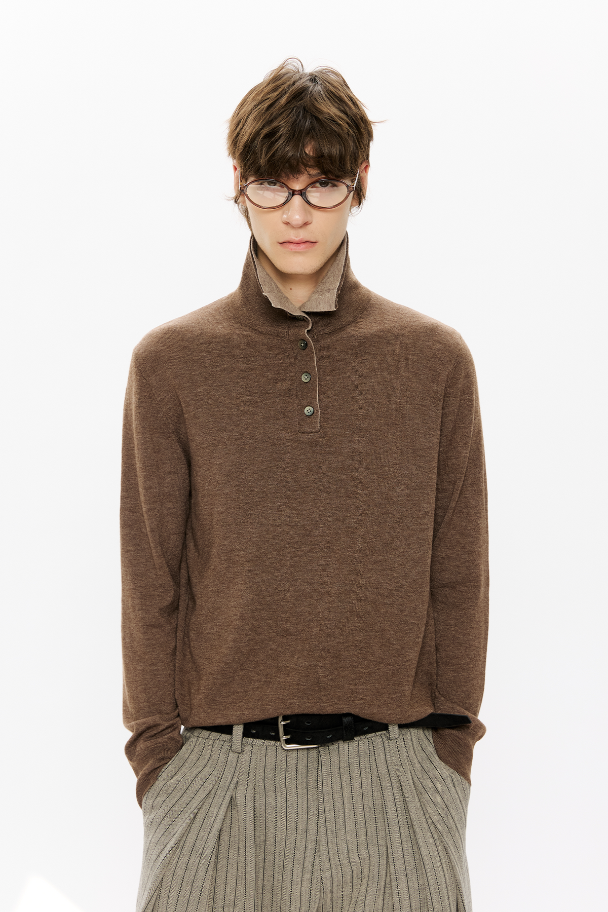 KREATE Double-Collar Wool-Blend Knit Polo