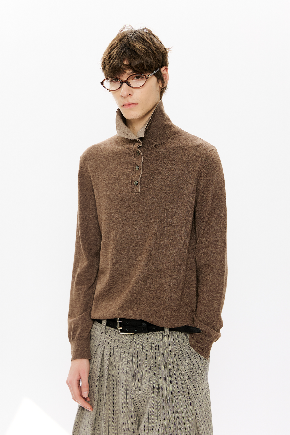 KREATE Double-Collar Wool-Blend Knit Polo