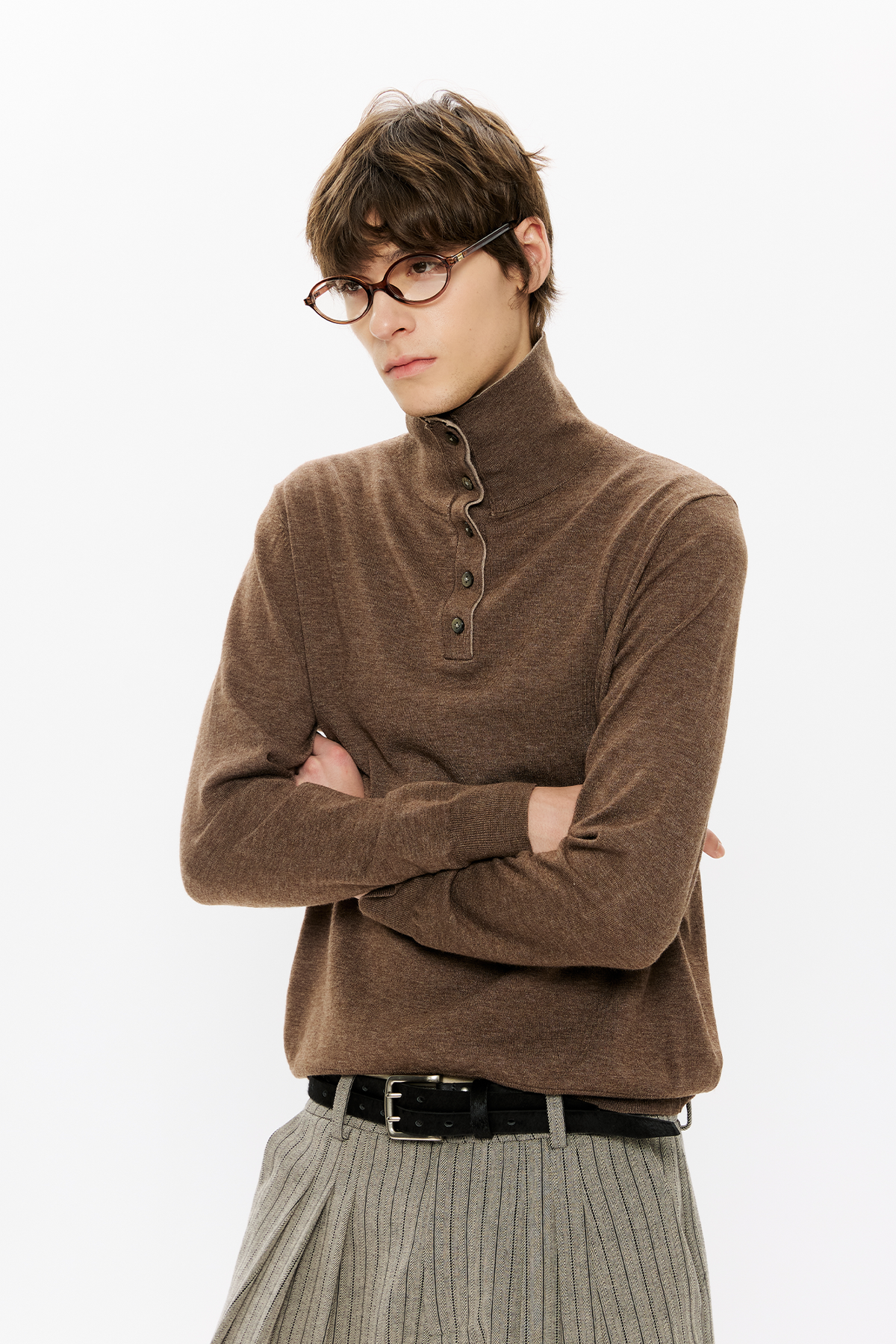 KREATE Double-Collar Wool-Blend Knit Polo