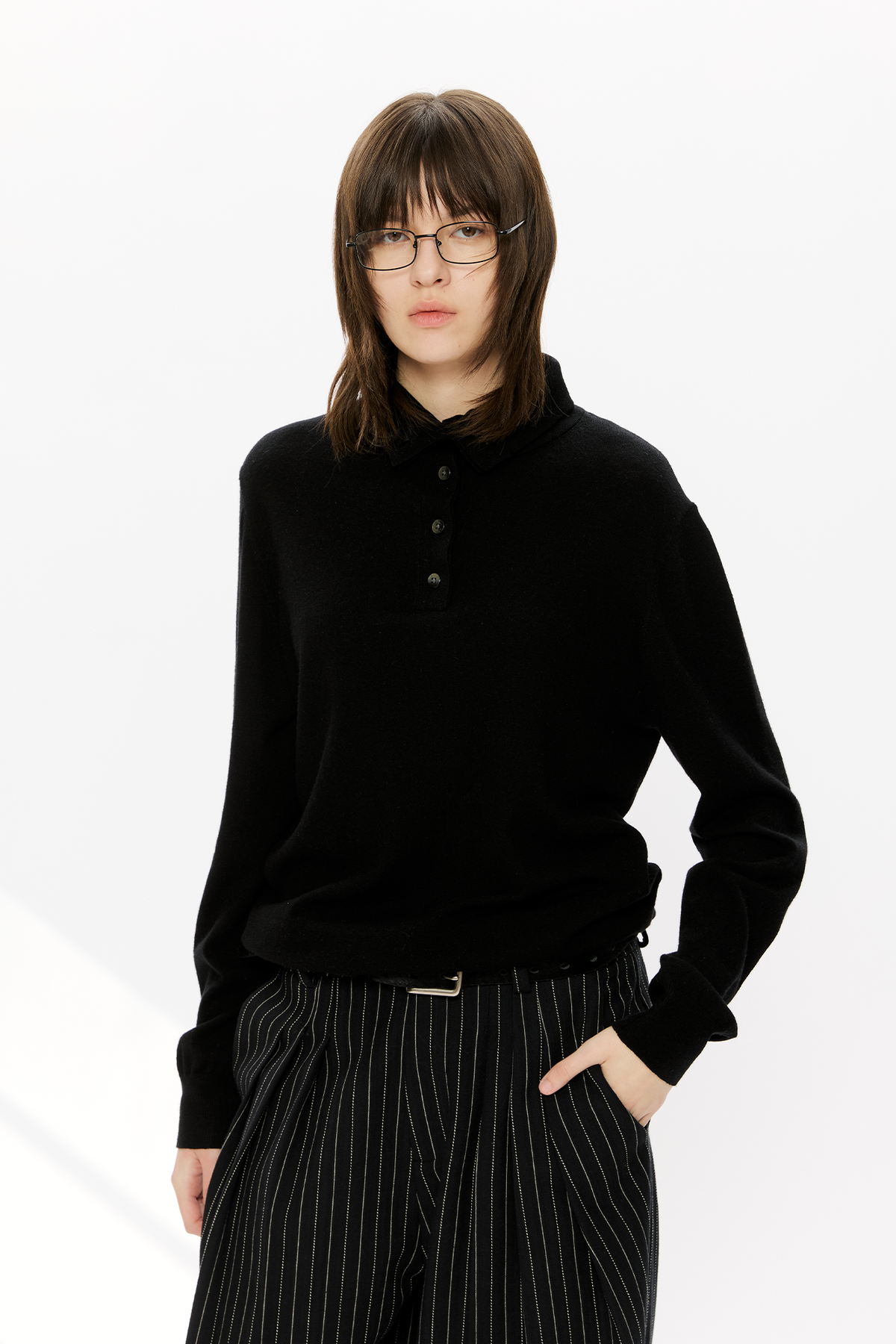 KREATE Double-Collar Wool-Blend Knit Polo