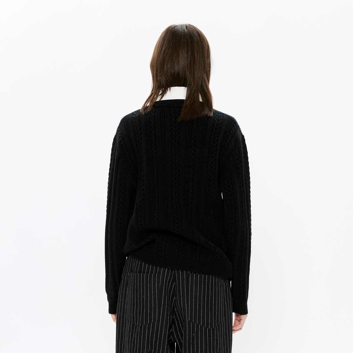 KREATE Cable-Knit Layered Shirt Sweater