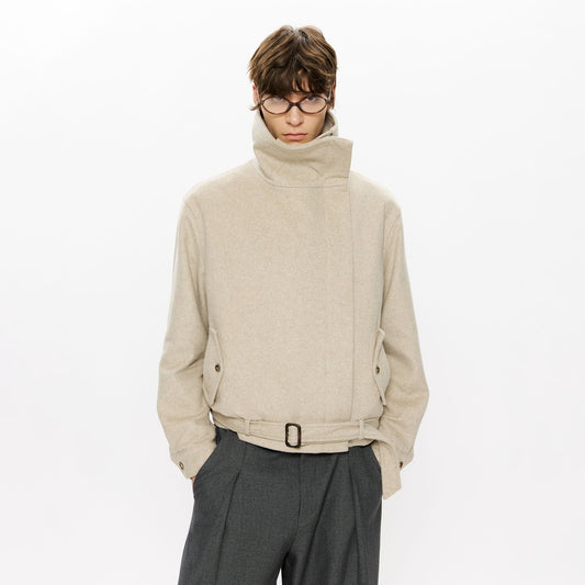 KREATE Asymmetrical Funnel-Neck Wool-Blend Jacket