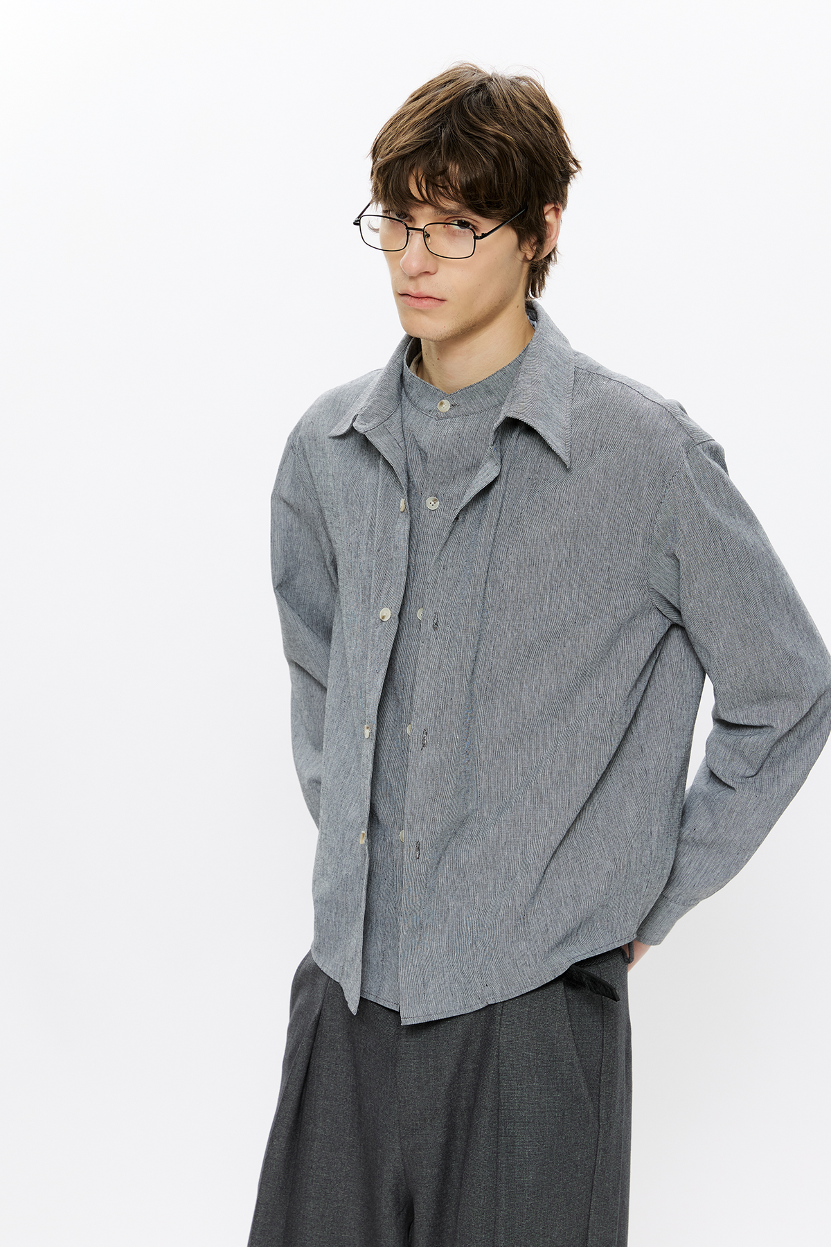 KREATE Linen Layered Check Shirt
