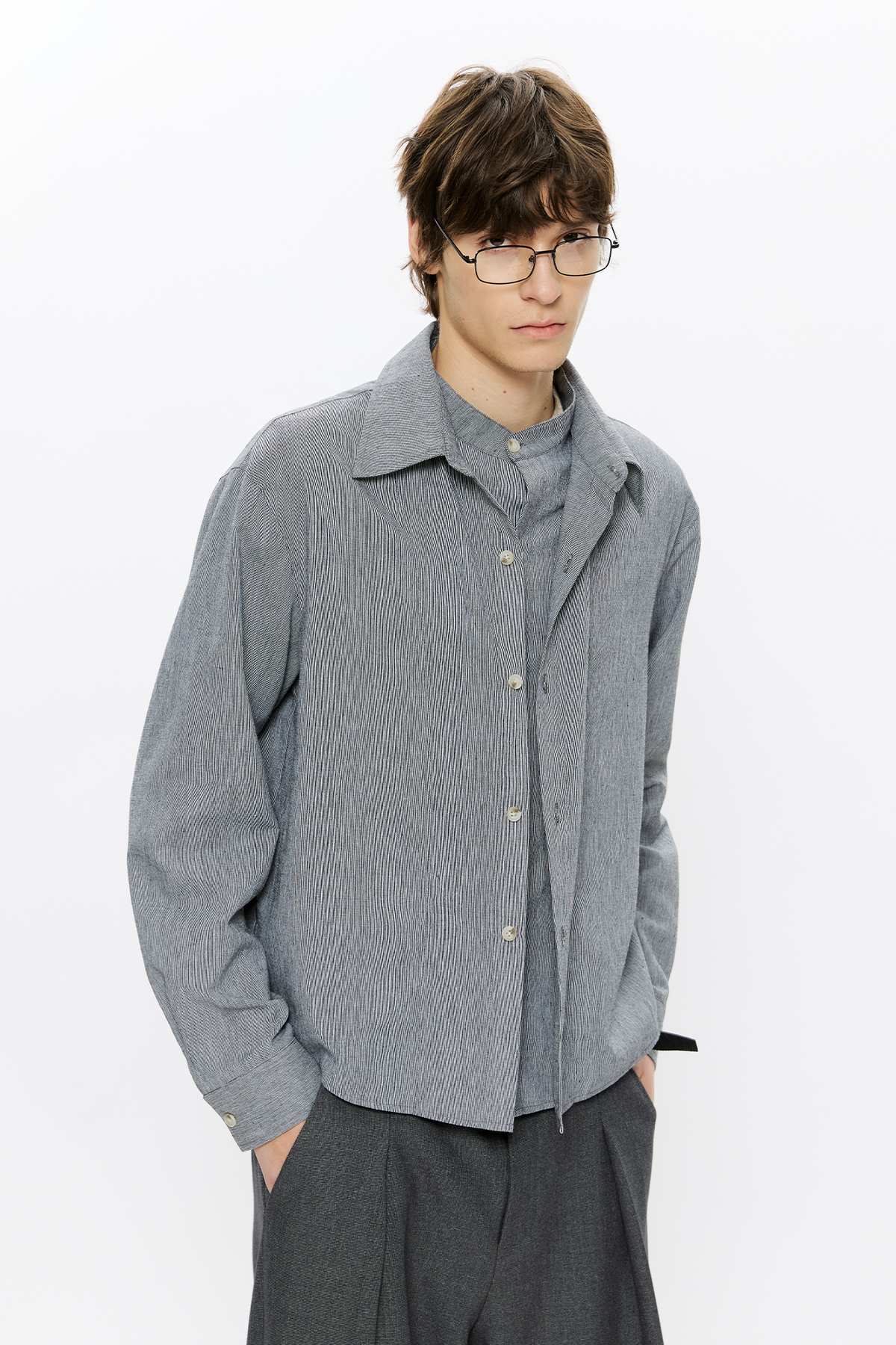 KREATE Linen Layered Check Shirt
