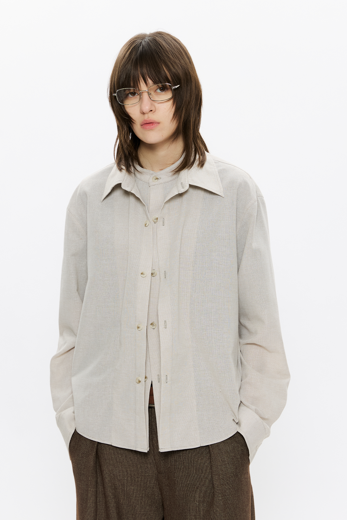 KREATE Linen Layered Check Shirt