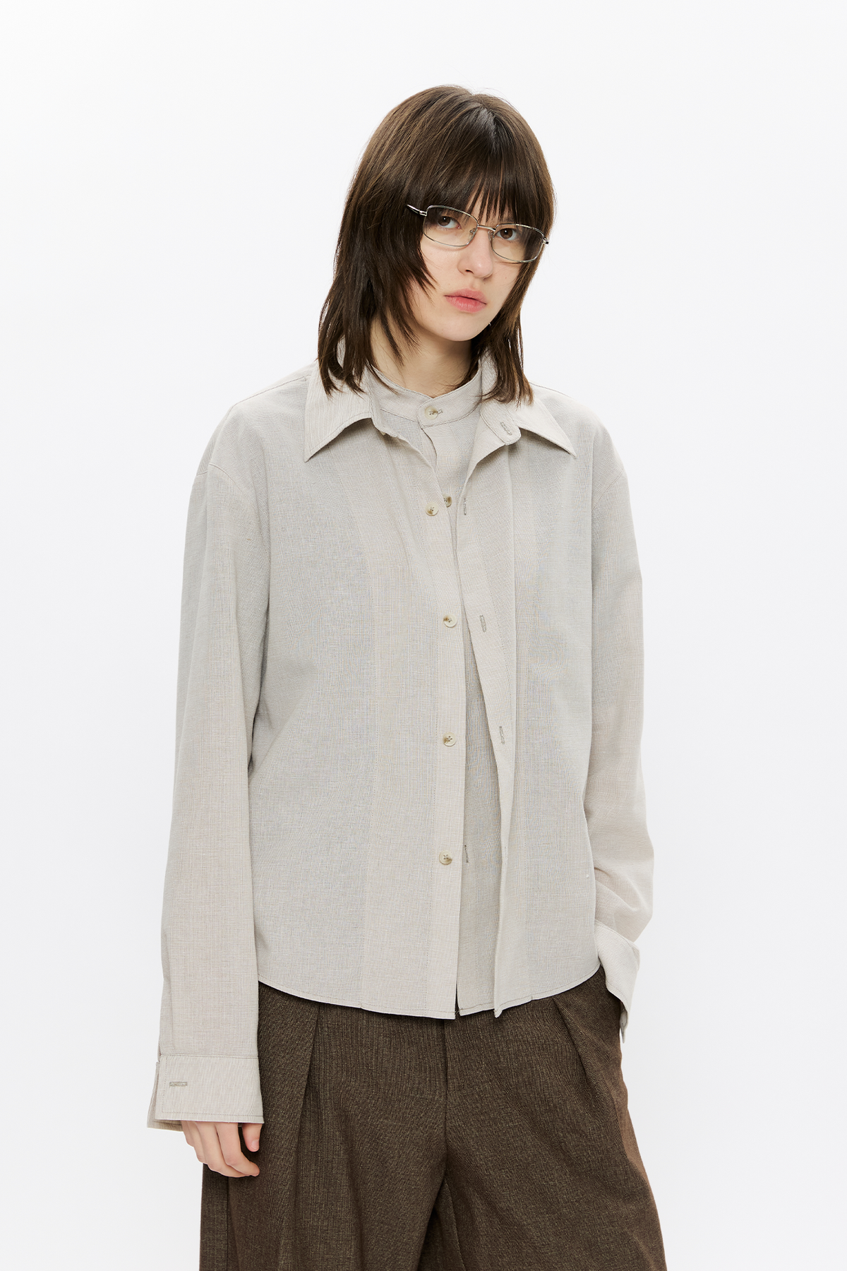 KREATE Linen Layered Check Shirt