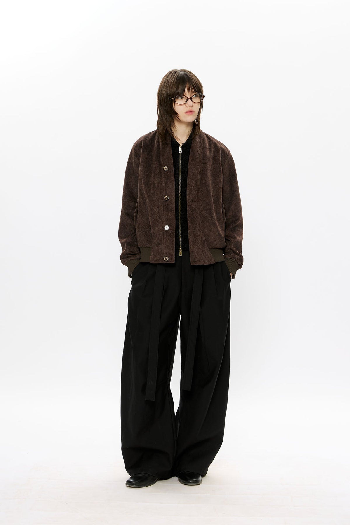KREATE Belted Pleated Wide-Leg Trousers