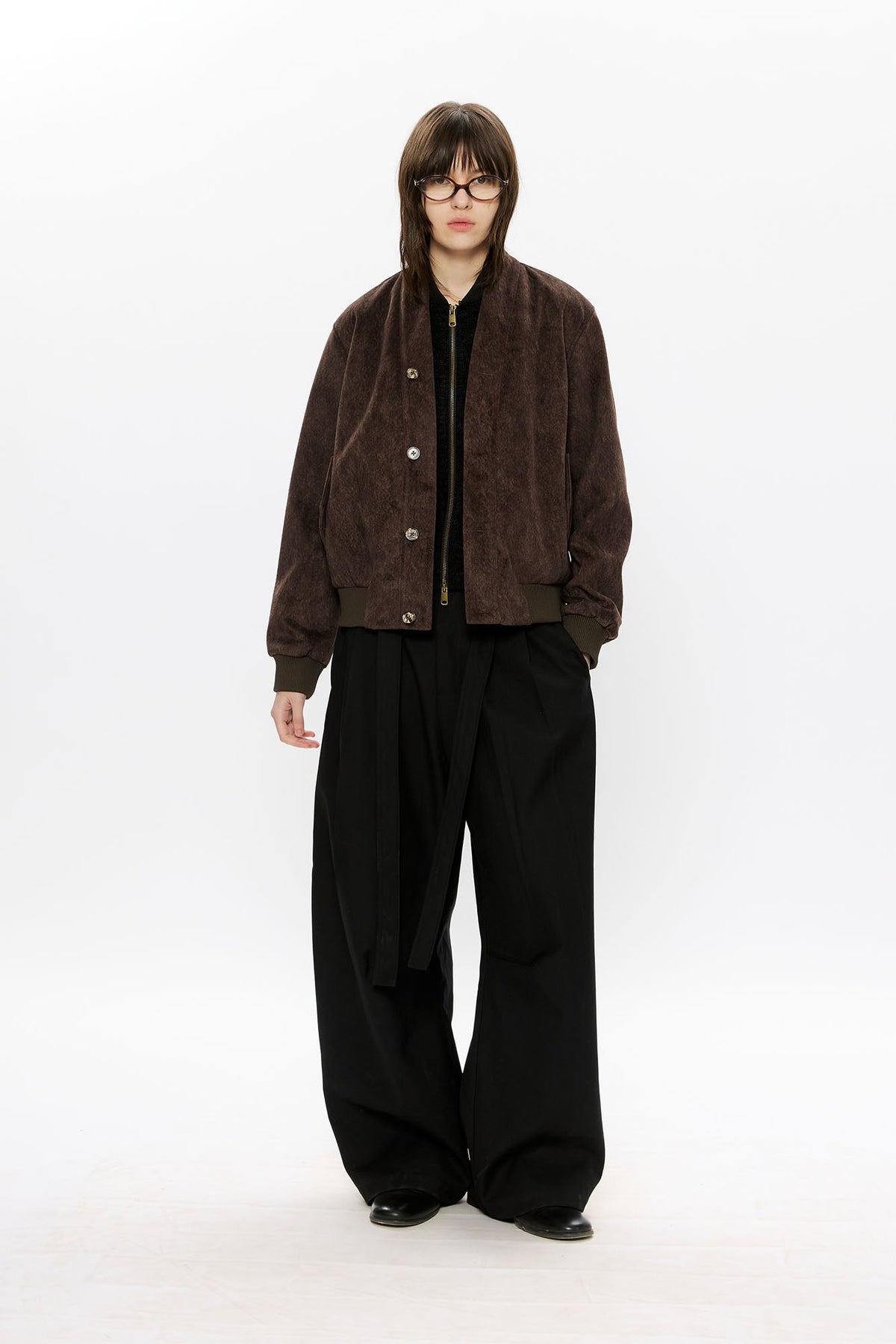 KREATE Belted Pleated Wide-Leg Trousers