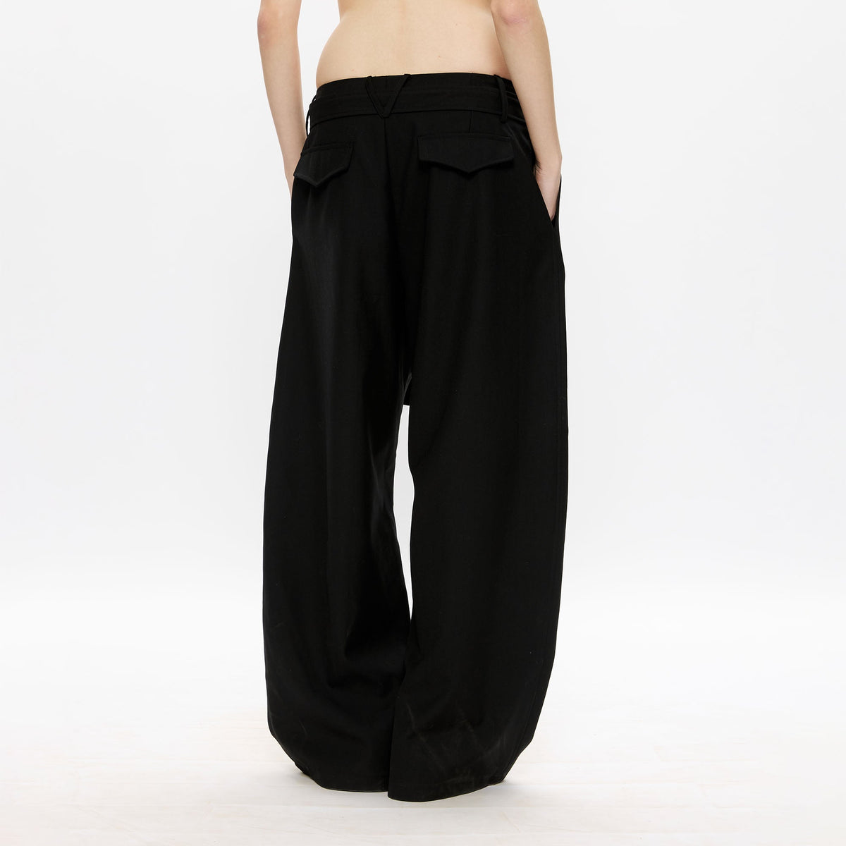 KREATE Belted Pleated Wide-Leg Trousers