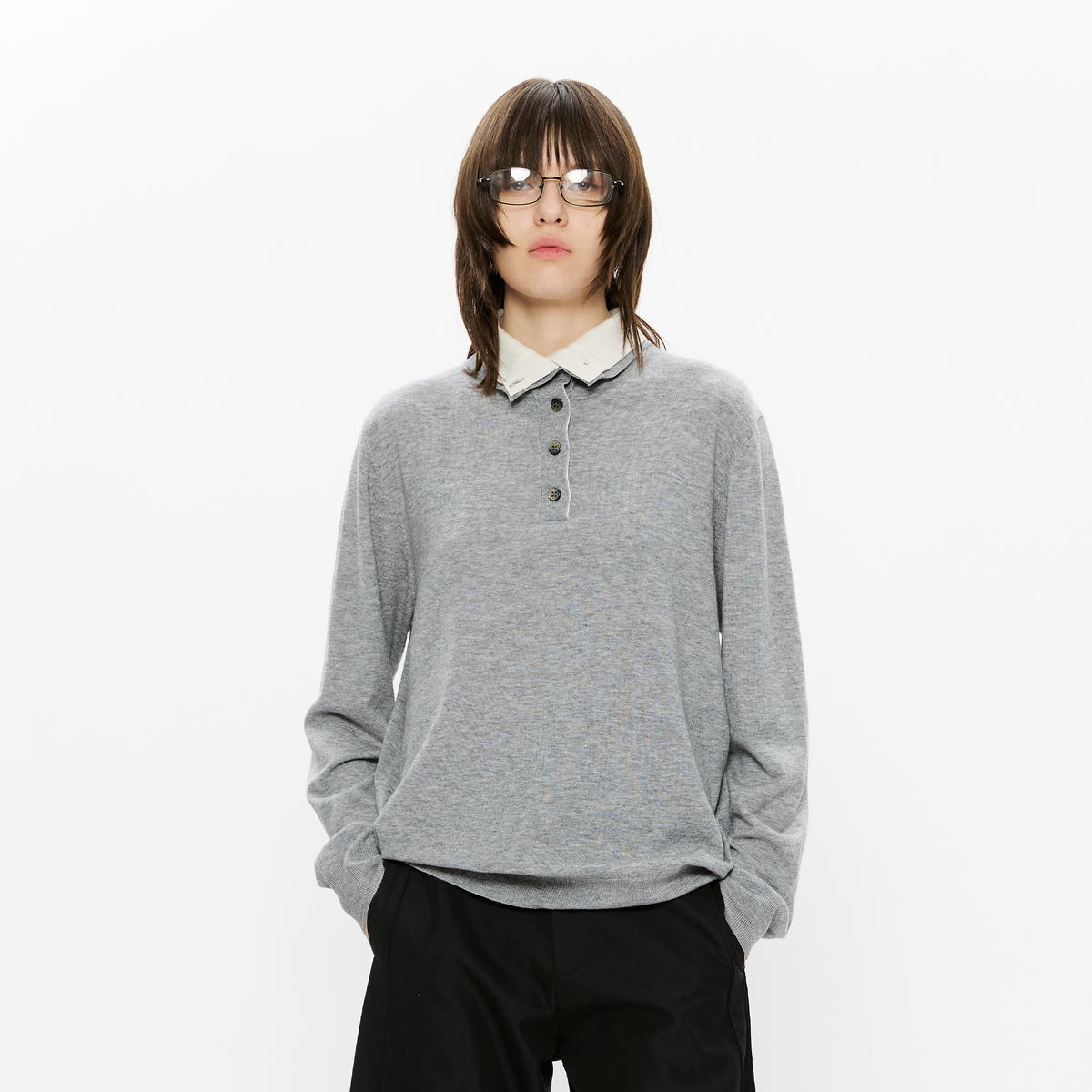KREATE Double-Collar Wool-Blend Knit Polo