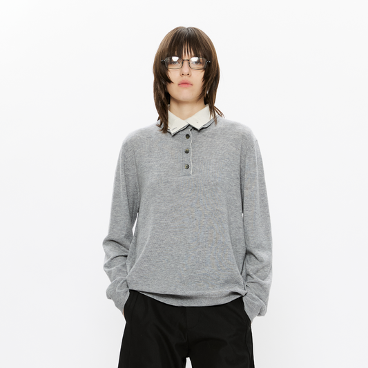 KREATE Double-Collar Wool-Blend Knit Polo