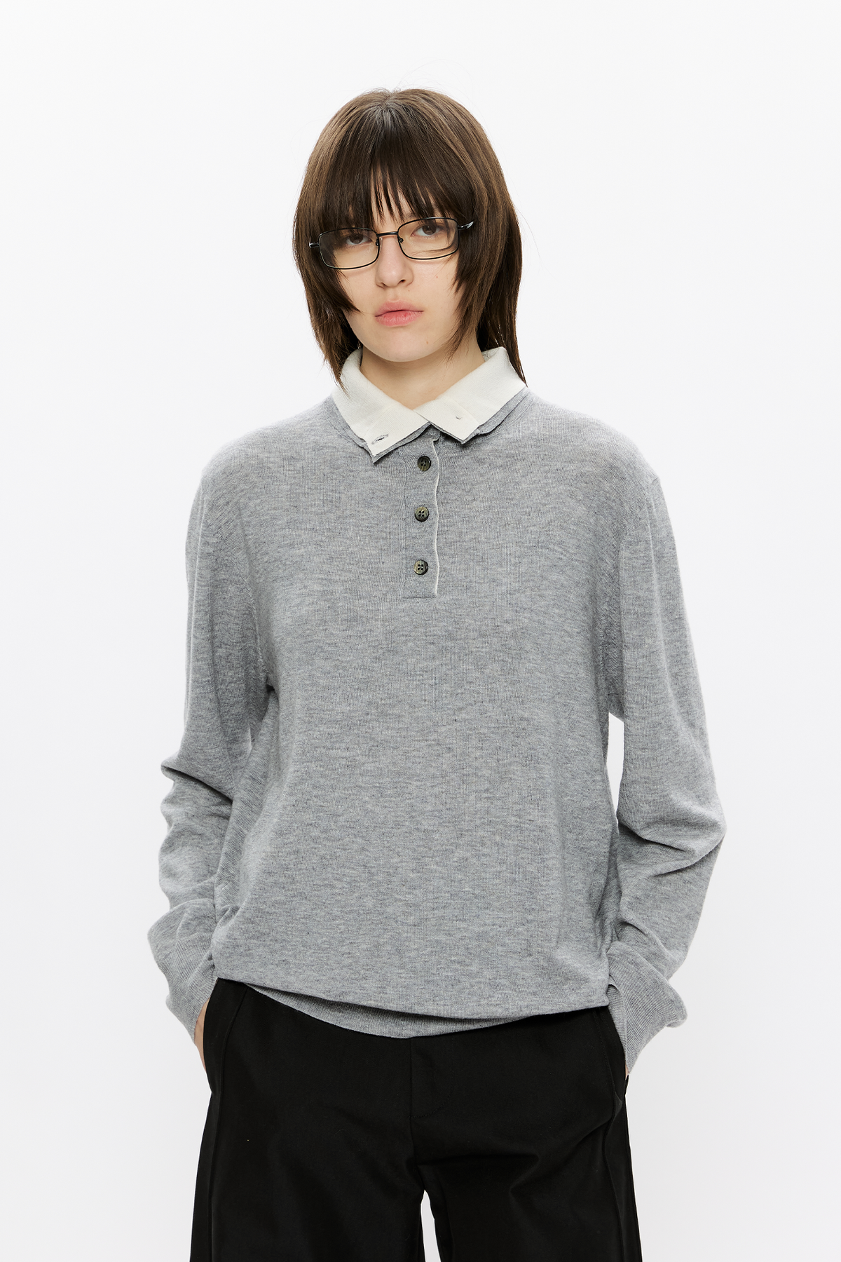 KREATE Double-Collar Wool-Blend Knit Polo