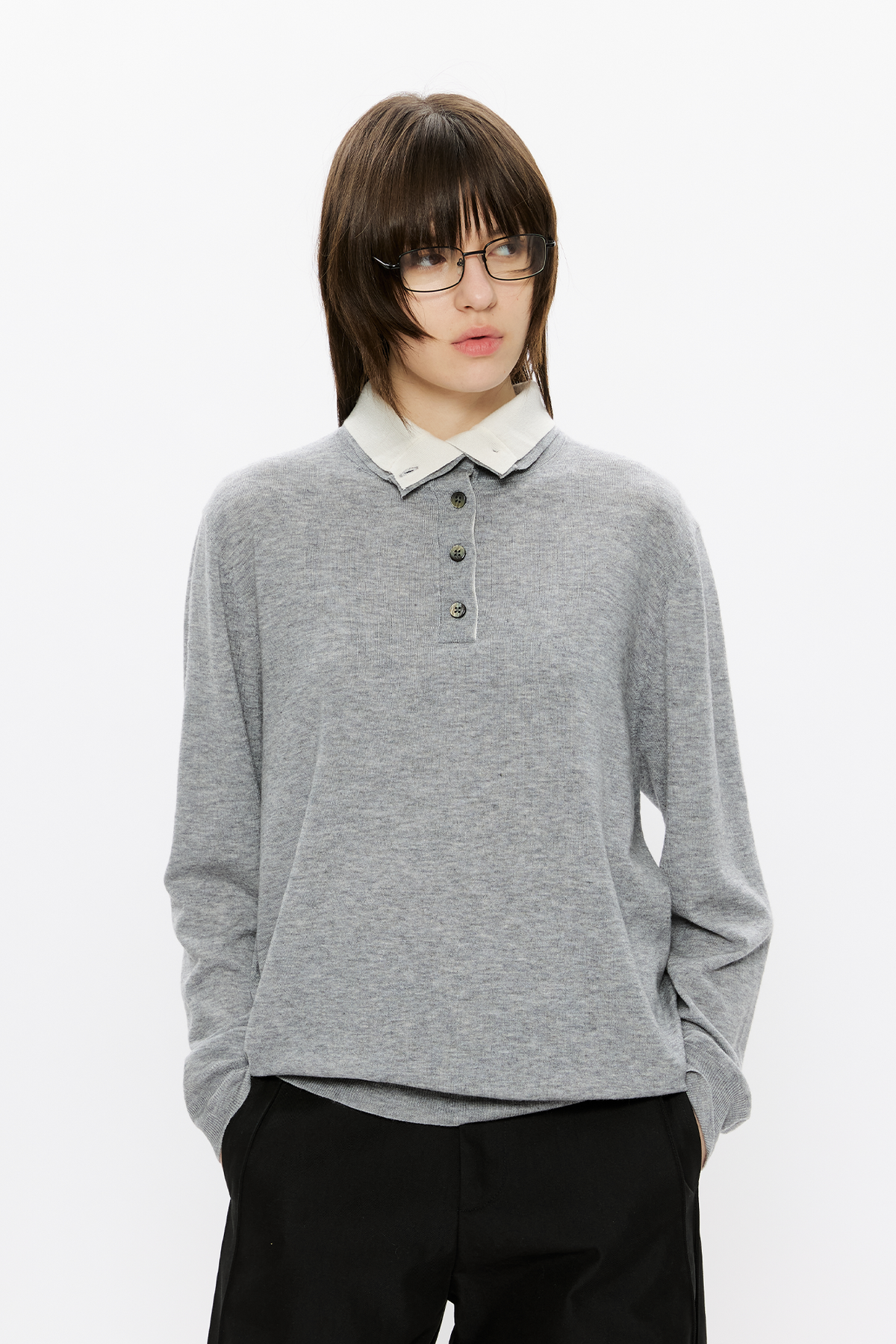 KREATE Double-Collar Wool-Blend Knit Polo