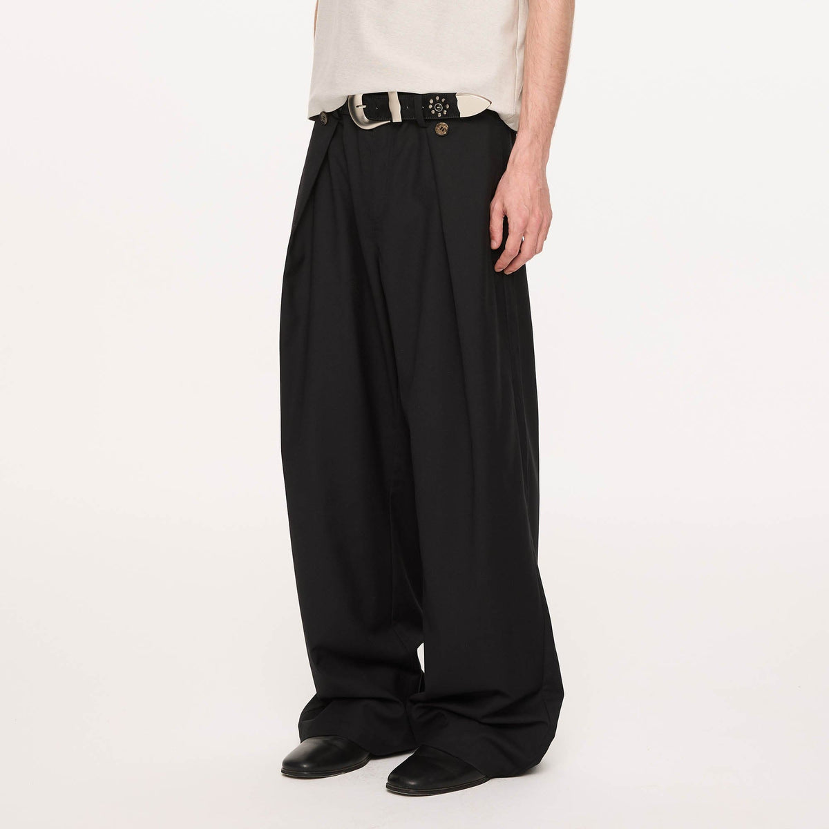 KREATE Inverted Pleats Wide-Leg Trousers
