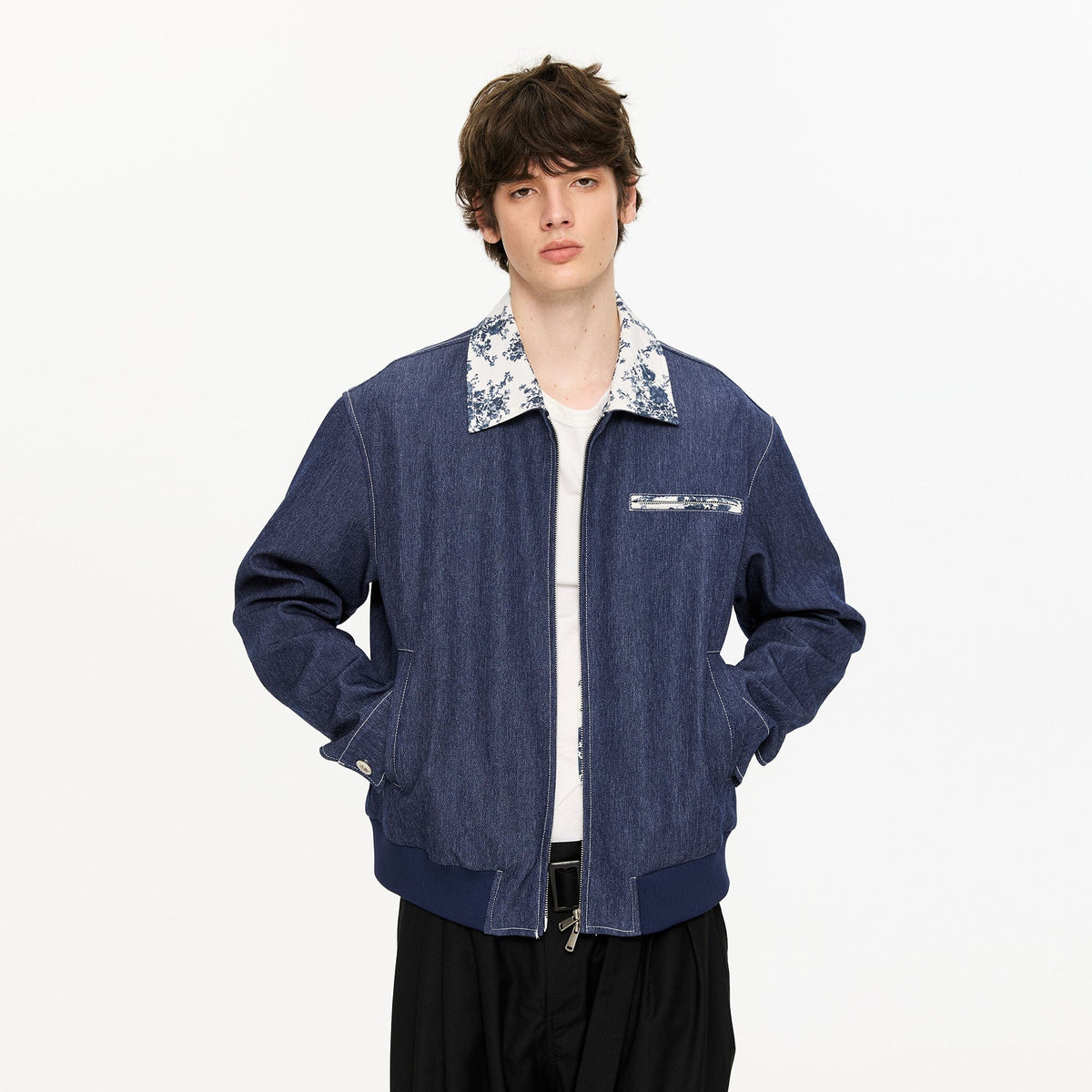 KREATE Contrast Floral Collar Jacket