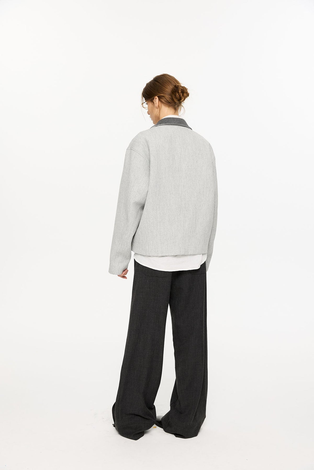 KREATE Houndstooth Wool-Blend Moto Jacket