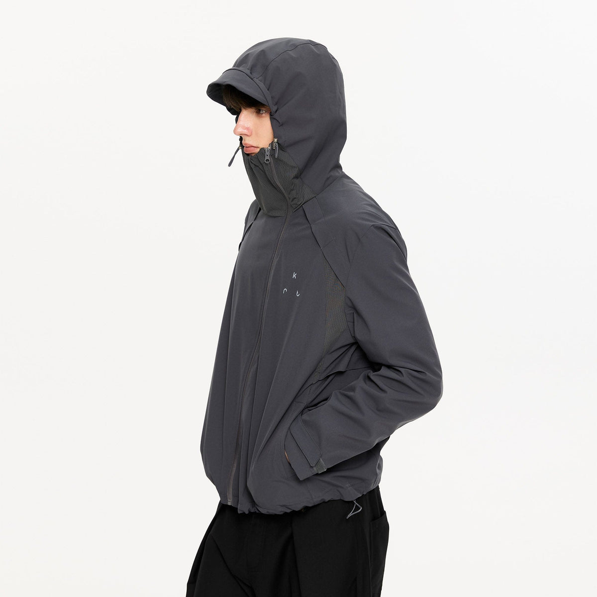 KREATE Asymmetric-Zip Teflon Hooded Jacket