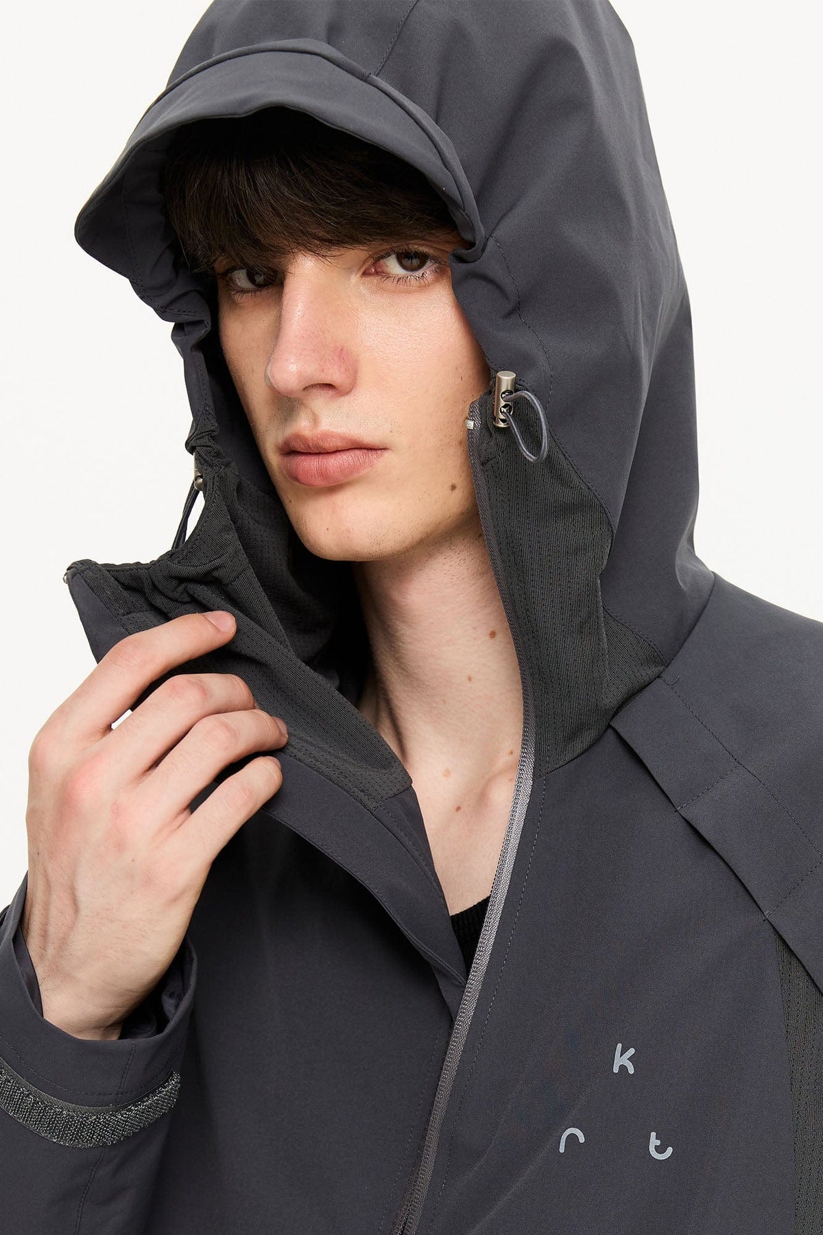 KREATE Asymmetric-Zip Teflon Hooded Jacket