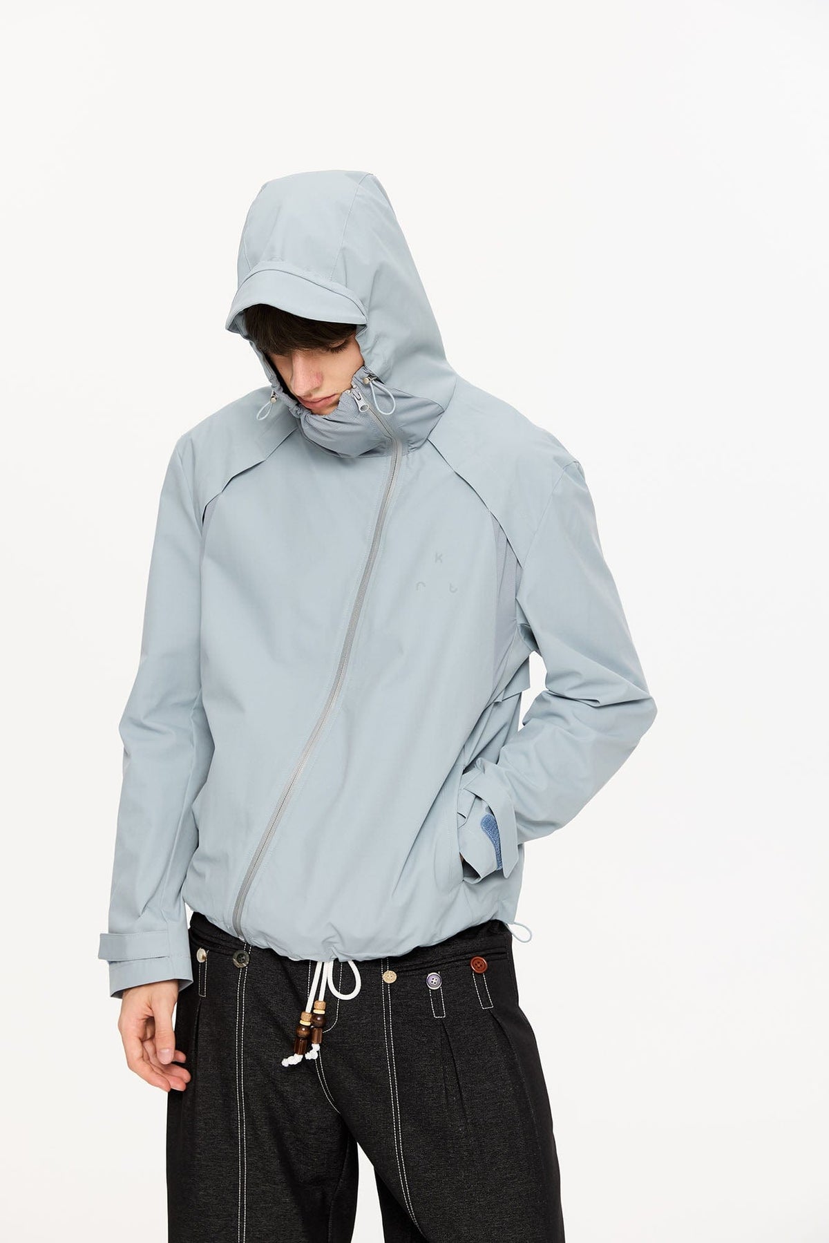 KREATE Asymmetric-Zip Teflon Hooded Jacket