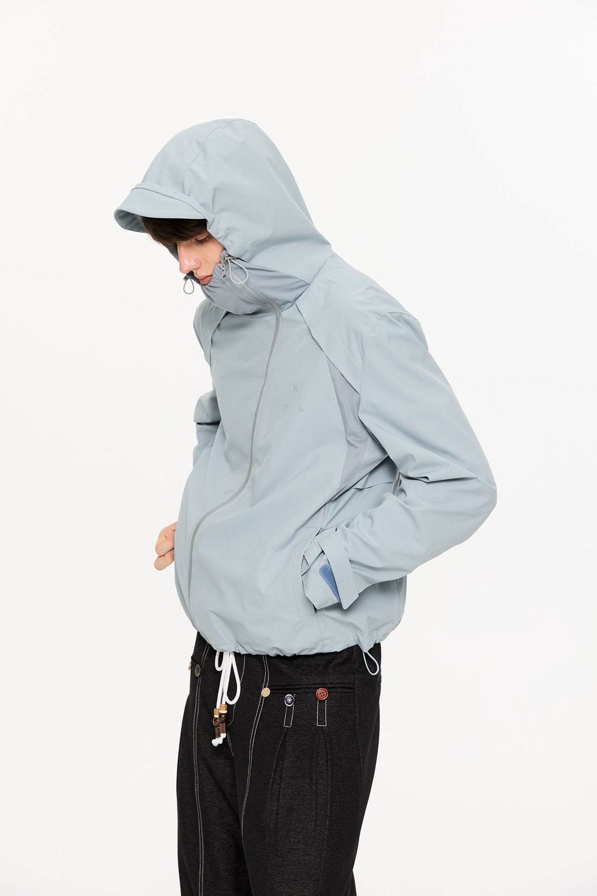 KREATE Asymmetric-Zip Teflon Hooded Jacket