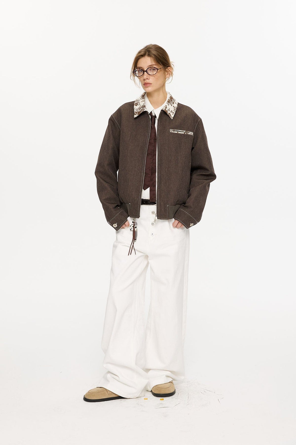 KREATE Contrast Floral Collar Jacket