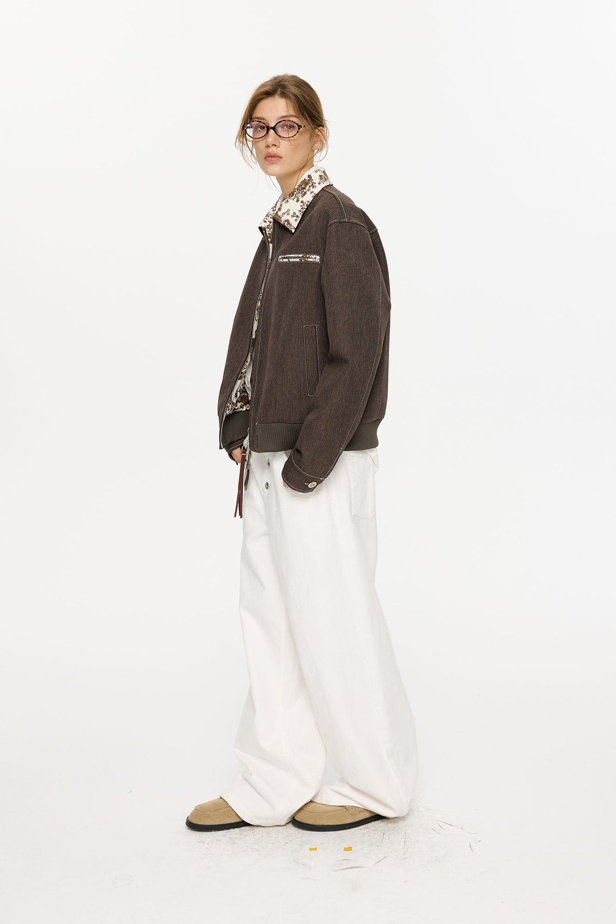 KREATE Contrast Floral Collar Jacket