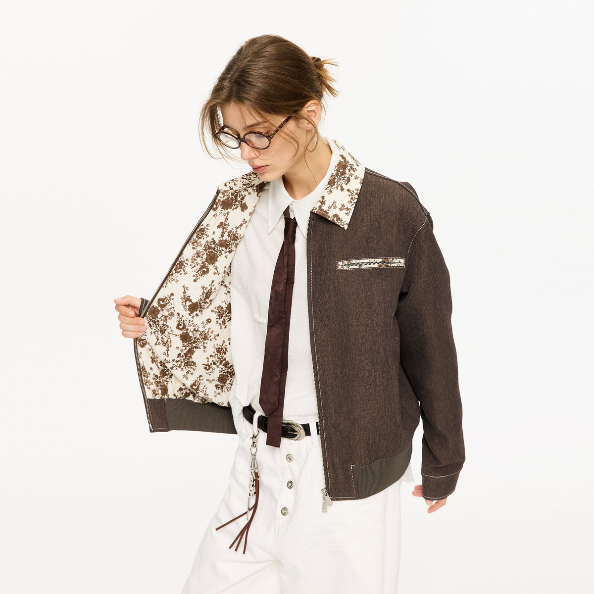 KREATE Contrast Floral Collar Jacket