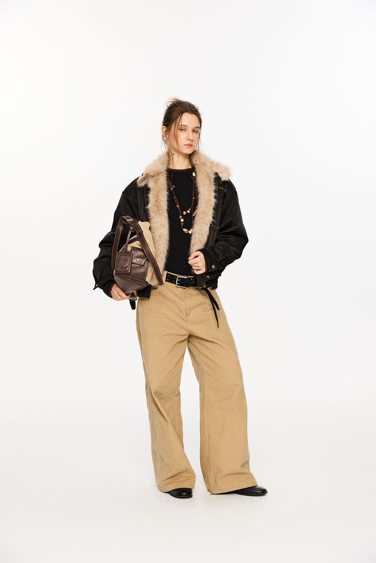 KREATE Faux Fur Lining PU Jacket