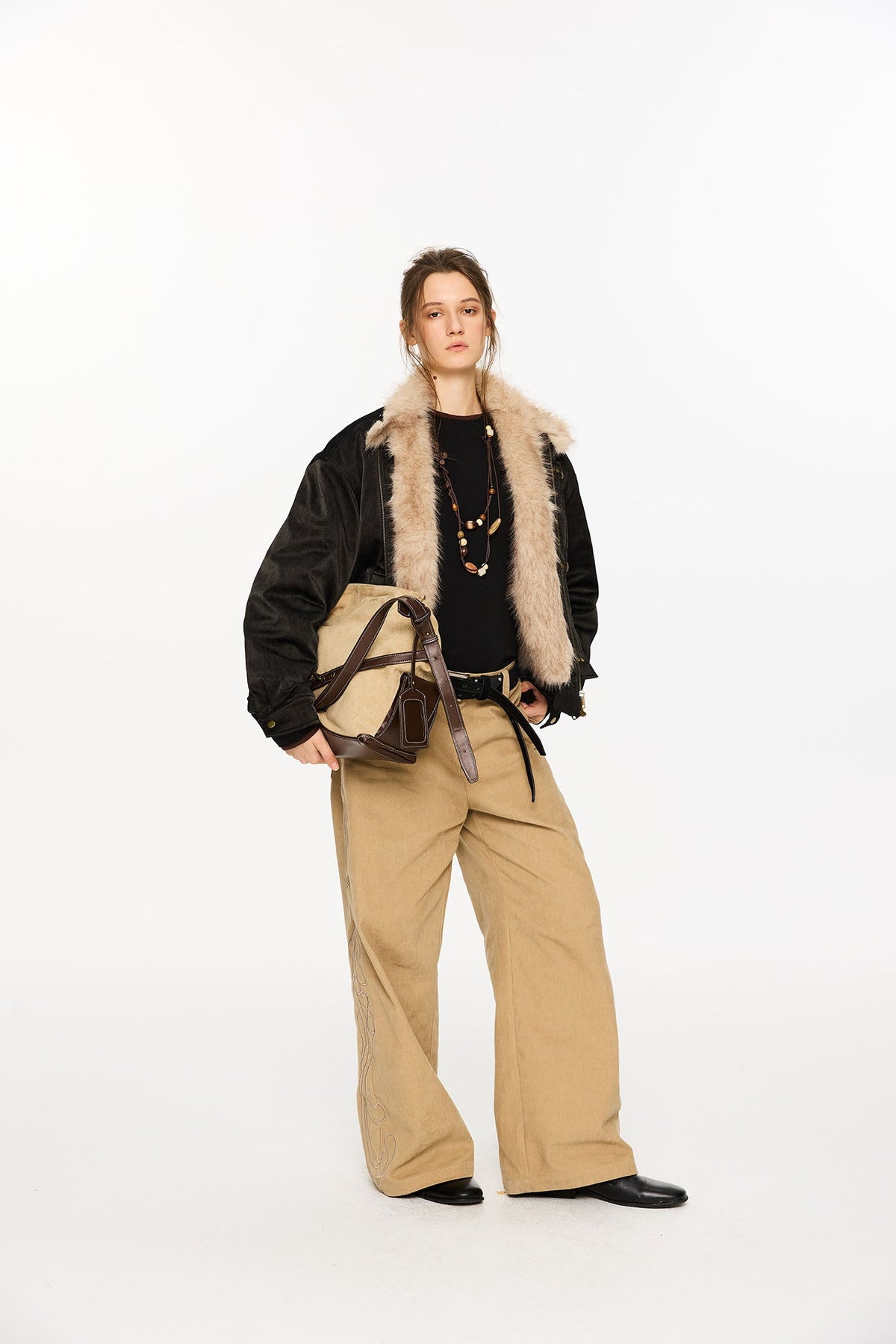 KREATE Faux Fur Lining PU Jacket