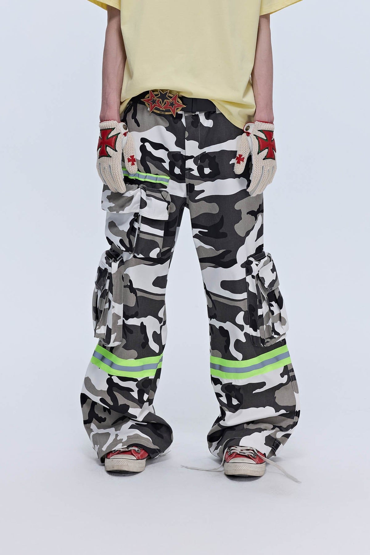 SAVAGEGROWTHWORLD Camo Reflective Multi-Pocket Cargo Pants